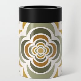 Floral Abstract Shapes 15 in Retro Green Sage Can Cooler