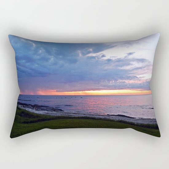 Sunset at Sea and the Rain Storm Rectangular Pillow