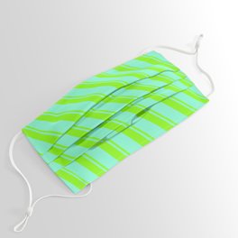 [ Thumbnail: Chartreuse & Aquamarine Colored Lined Pattern Face Mask ]