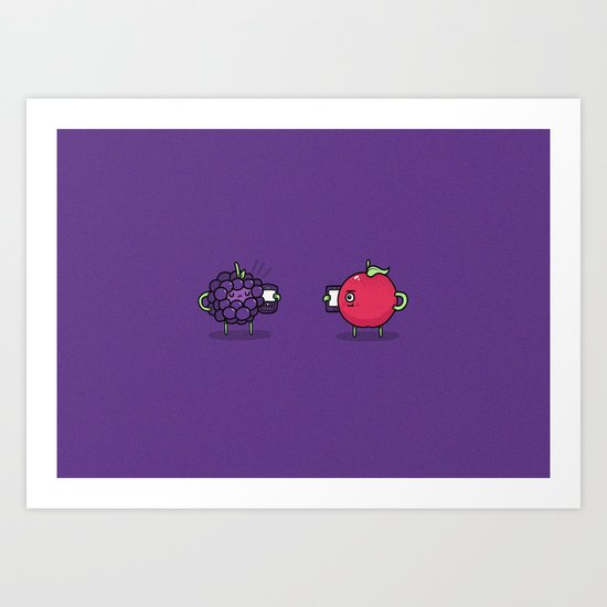Blackberry vs iphone Art Print