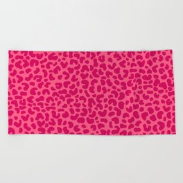 Feline Animal Print - Red Violet Beach Towel