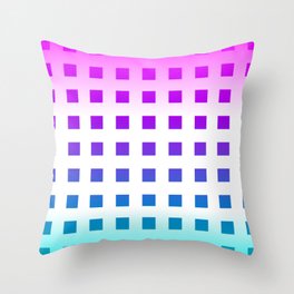 Pink and Aqua Gradient Bold Grid Squares Minimal Pattern  Throw Pillow