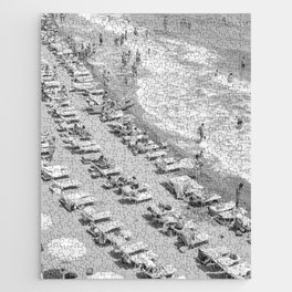 Beach Day in Italy | Black and White Travel Photography in Europe Art Print | Summer on the Coast in Naples Jigsaw Puzzle