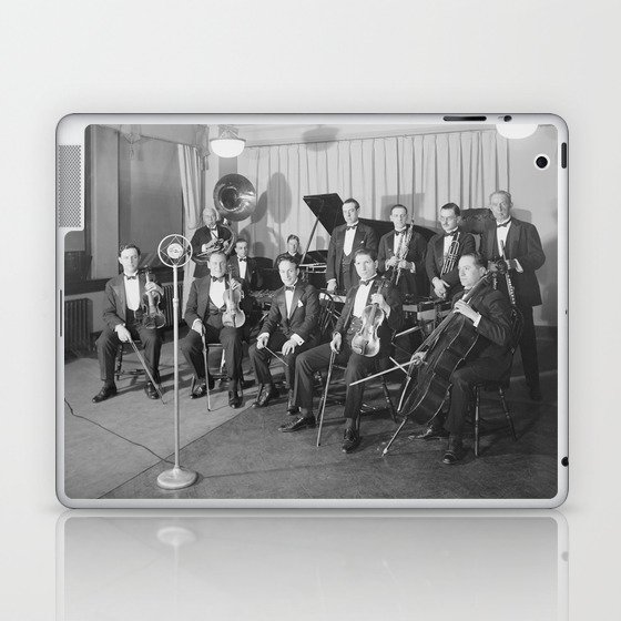 Vintage black and white photo of orchestra Laptop & iPad Skin
