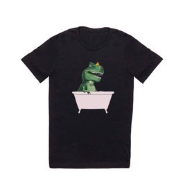 Playful T-Rex in Bathtub in Green T Shirt