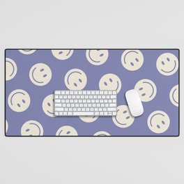 All Smiles Good Vibes Polka Dot Deep Periwinkle and Cream Desk Mat