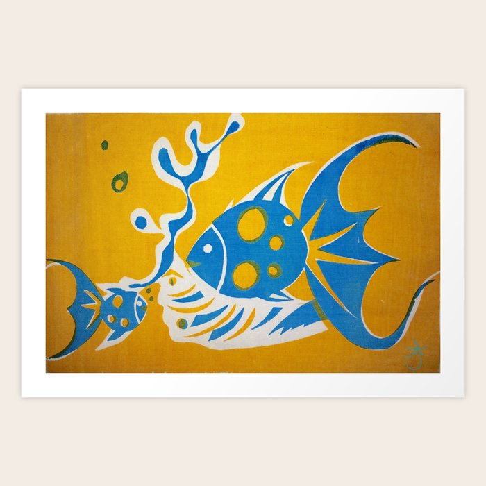 Screenprint Gold And Fish Art Print By ANoelleJay Society6