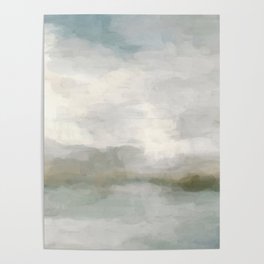 Break in the Weather II - Modern Abstract Painting, Light Teal, Sage Green Gray Cloudy Weather Ocean Poster