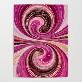 Spiral Swirl Abstract Pink Gold Art Poster