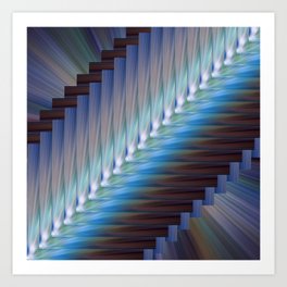 Feathered Blue Diagonal Art Print