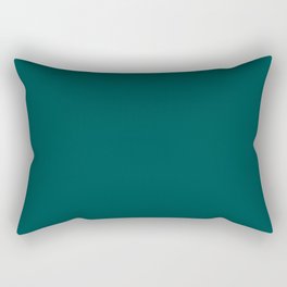 Deep Jungle Green Solid Color Popular Hues Patternless Shades of Teal Collection Hex #004b49 Rectangular Pillow
