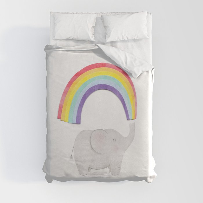 Rainbow Elephant Duvet Cover