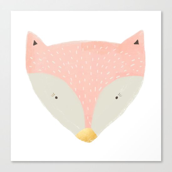 Pink fox with gold nose :) Canvas Print