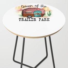 CampingLife Queen of the Trailer Park Trailer Graphic Adventure Side Table