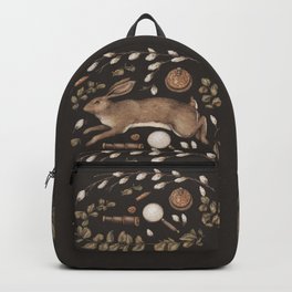 Rabbit's Garden Collection Backpack | Nature, Digital, Fauna, Painting, Hare, Artwork, Graphite, Drawing, Garden, Eucalyptus 