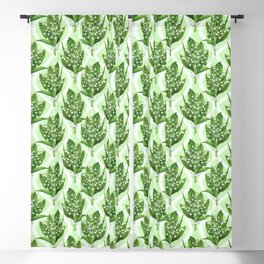 Bouquet of lilly of the valley flowers on green Blackout Curtain