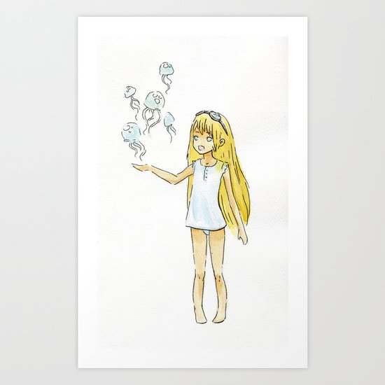 Jellyfish Girl Art Print
