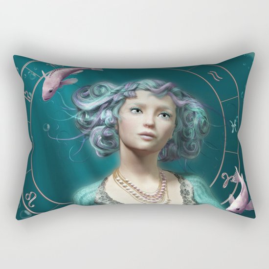 Pisces zodiac fantasy circle Rectangular Pillow