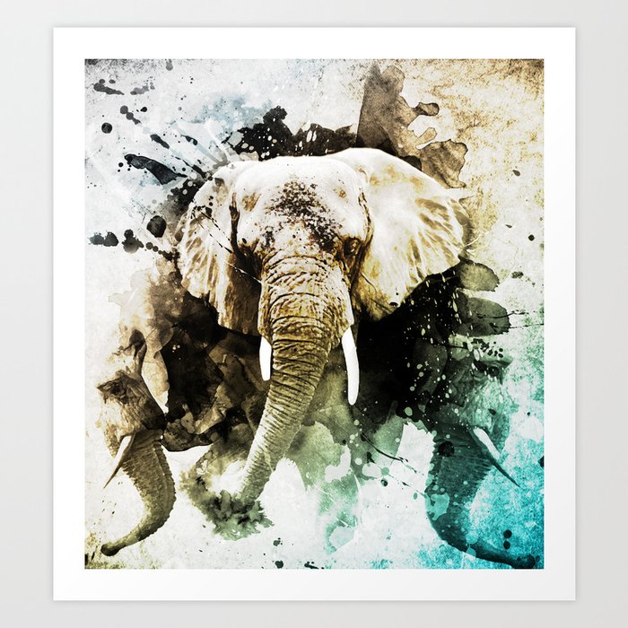 Elephant Hues Art Print