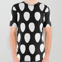 Black and White Strawberry Seeds Pattern Design All Over Graphic Tee
