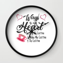 Ways To My Heart Valentine's Day Couples In Love Coffee Wall Clock