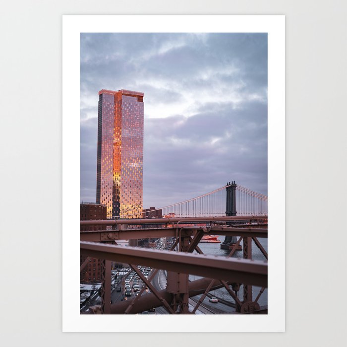 Manhattan Bridge at Sunset | Travel Photography in NYC Art Print