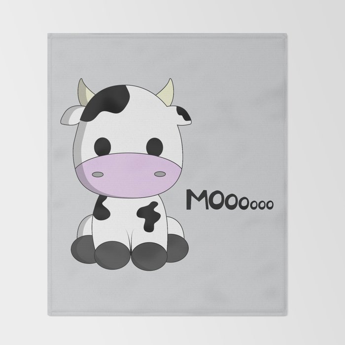 Cute Baby Cow Cartoon Throw Blanket By Pixxart Society6