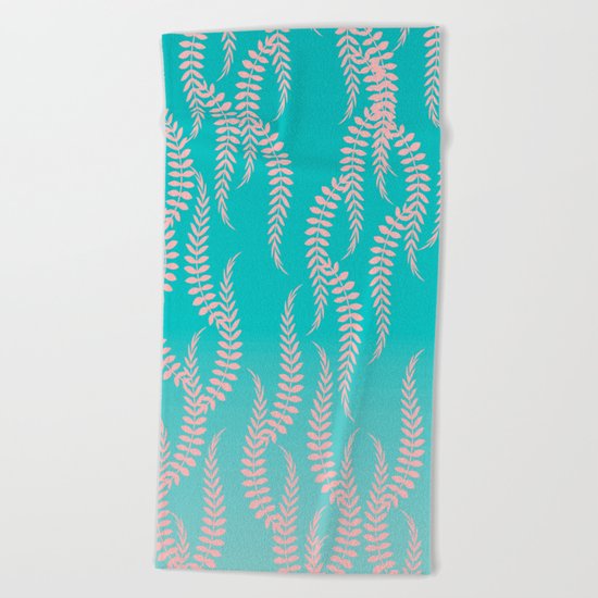 Pastel Leaves Beach Towel