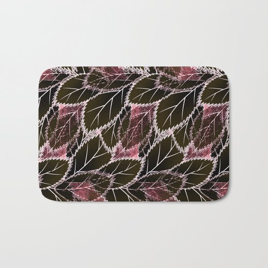 Bright leaves on a black background. Bath Mat