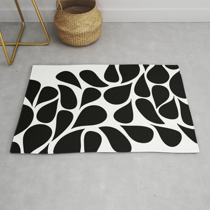Small Abstract Black & White Foliage Pattern - Mix and Match with Simplicity of Life Rug