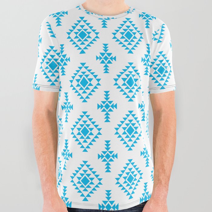 Turquoise Native American Tribal Pattern All Over Graphic Tee