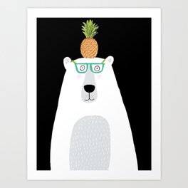 Polar Bear with Green Glasses and Pineapple By Children's Artist Carla Daly Art Print