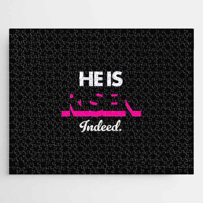 He is Risen Negative Space Typography (Black and Pink) Jigsaw Puzzle