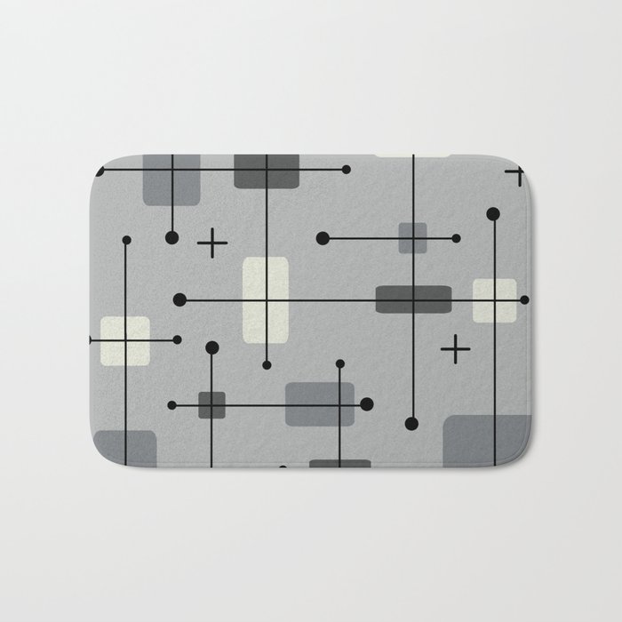 Rounded Rectangles Squares Gray Bath Mat