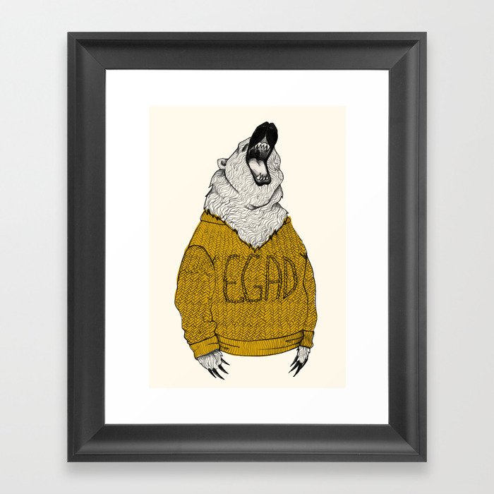 Exclaiming Roaring Bear Framed Art Print