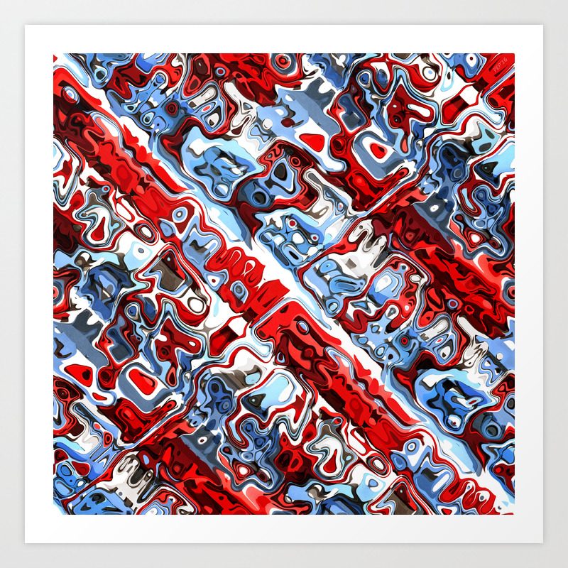 Red White And Blue Abstract Art Print By Perkinsdesigns Society6
