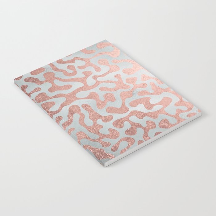 Modern Elegant Abstract Rose Gold Silver Pattern Notebook
