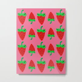 Strawberry's and cream 1 Metal Print | Geometric, Digitalprint, Summer, Cute, Fruit, Sweet, Red, Black, 2020, Cool 