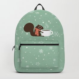 Cute Squirrel Coffee Lover Winter Holiday Backpack