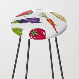 Trippy Melting Fruits and Vegetables - Hand Drawn Counter Stool