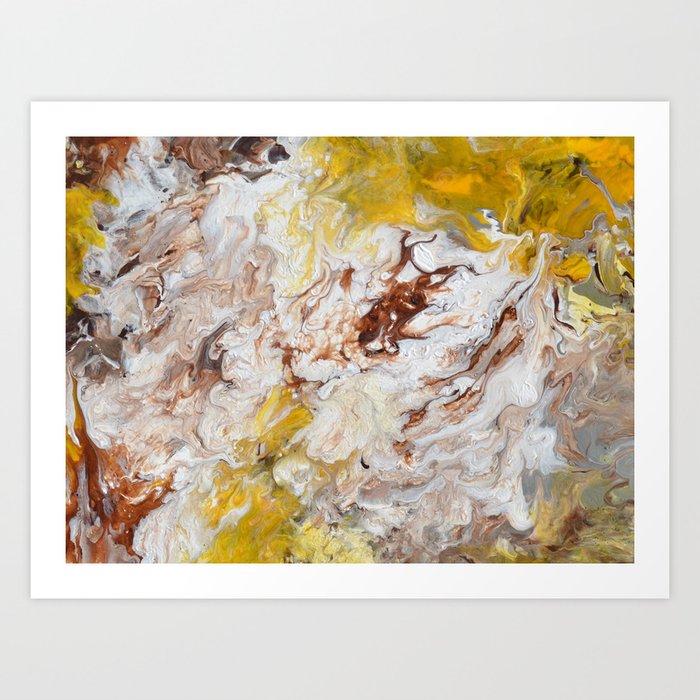 Brown White And Yellow Abstract Art Art Print By