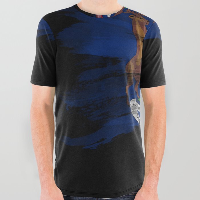 Michigan state flag brush stroke, Michigan flag background All Over Graphic Tee