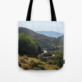The Road to Nowhere | Idyllic Summer Photograph of an Island Road in Nature | Greek, South of Europe Tote Bag