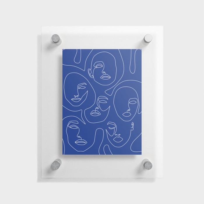 Faces In Blue Floating Acrylic Print