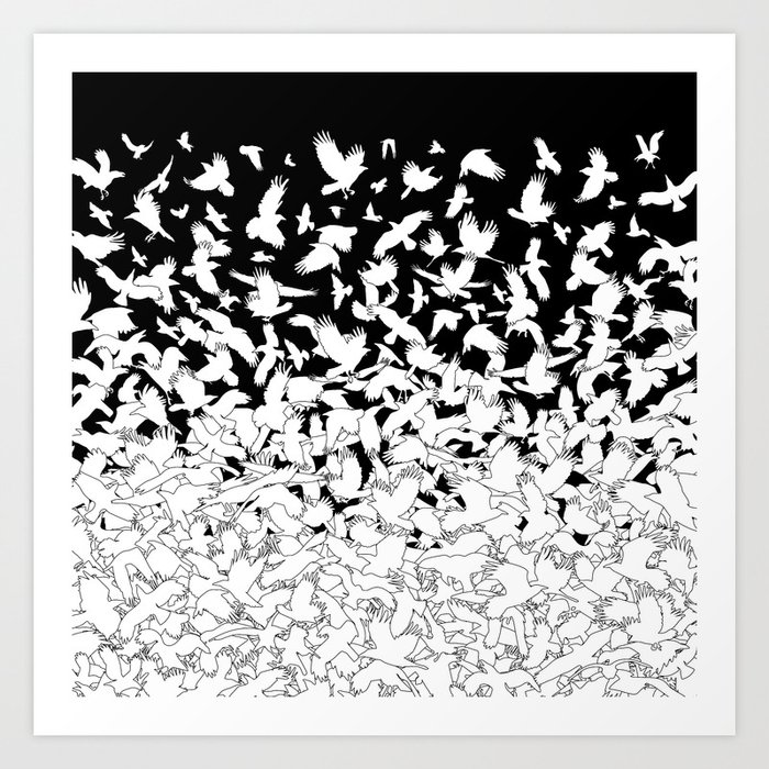 Dove Flying Birds Abstract Love Peace Hope Pattern Art Print