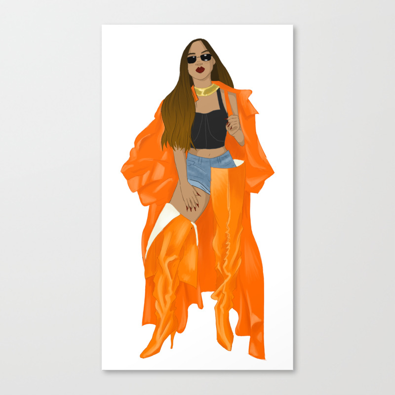 Rihanna Orange Vetements Boots 2 3 Canvas Print By Lizzyrart Society6