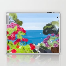Beautiful terrace view of the sea and flower gardens in Ravello, Amalfi Coast in Italy Laptop & iPad Skin