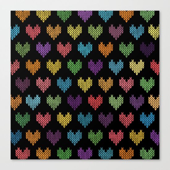 Colorful Knitted Hearts Canvas Print