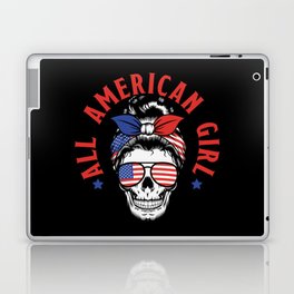 All American Girl Skull Independence Day Laptop Skin