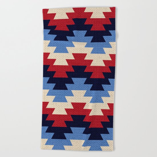 Aztec geometric pattern Beach Towel